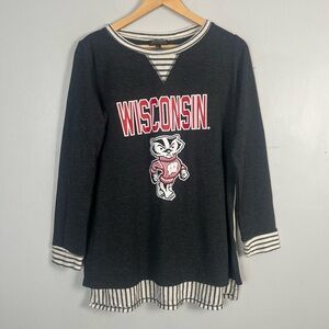 Game day Couture University of Wisconsin Badgers long sleeve striped top m/l